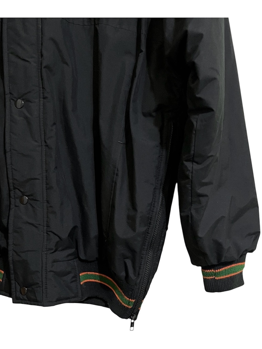 Vintage STARTER 90’s Black University of Miami Hurricanes Bomber Jacket Medium - Picture 5 of 11